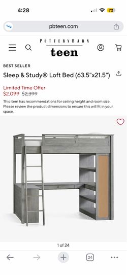 Pottery Barn Loft Bed brushed charcoal