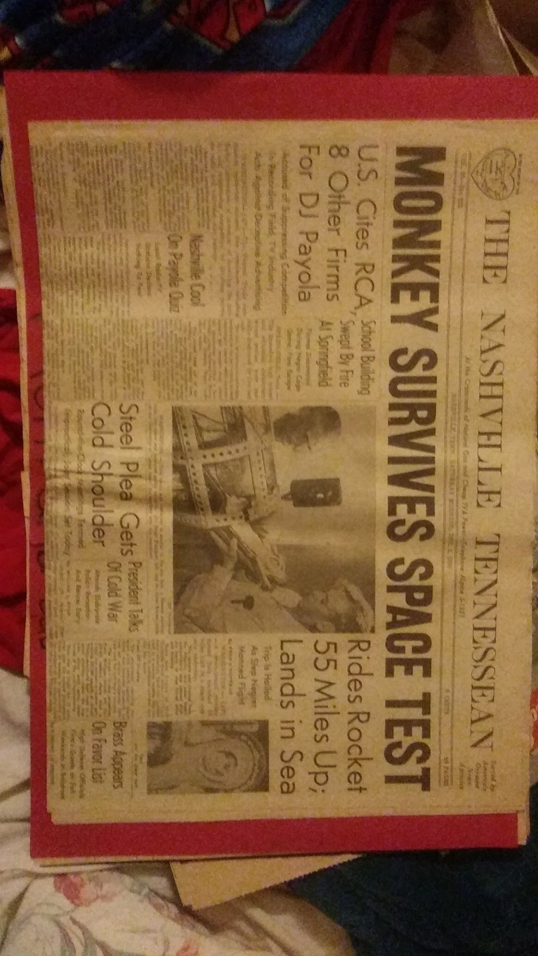 The actual Nashville Tennessean Newspaper from 1959