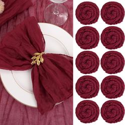 60 Pack Gauze Cheesecloth Napkins Wrinkled Table Napkins Soft Cotton Cloth Napkins Rustic Decorative Napkins for Weddings Party Dinner Table Everyday 
