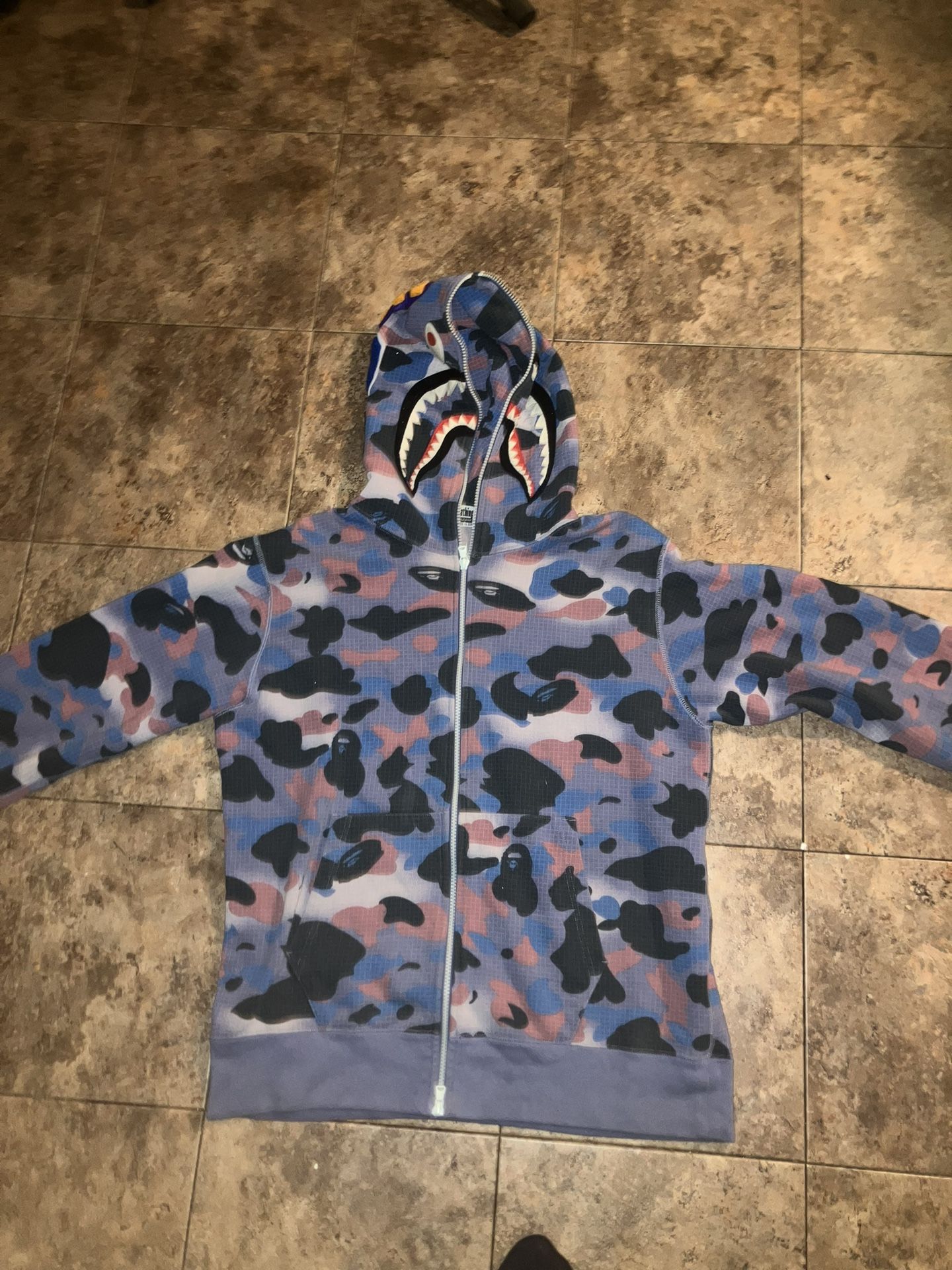 BAPE Grid Camo Shark Full Zip Hoodie 'Purple'