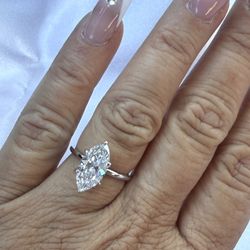 NEW! 3CT. Marquee Cut Solitaire, Genuine Moissanite Gemstone Engagement Ring, Please See Details 🌹