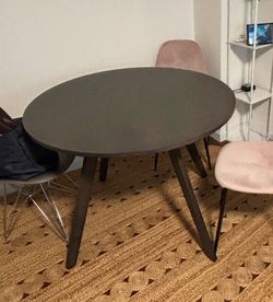 Round Dark Wood Dining Table