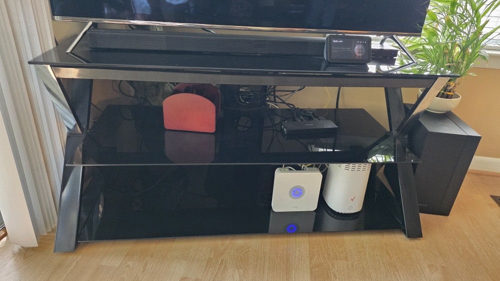 3 Tier Glass Top Entertainment Center