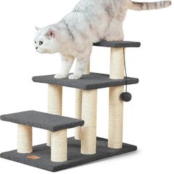 Pawque Dog Stairs & Cat Scratching Post Pet Steps for High Beds Couch, High-Strength Boards Holds up to 150 lbs for Indoor Small Cats Kittens Dogs Cli