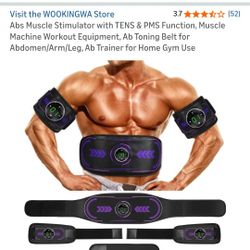 Abs Muscle Stimulator with TENS & PMS Function, Muscle Machine Workout Equipment, Ab Toning Belt for Abdomen/Arm/Leg, Ab Trainer for Home Gym Use