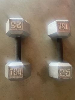 Set of 25s iron dumbbells