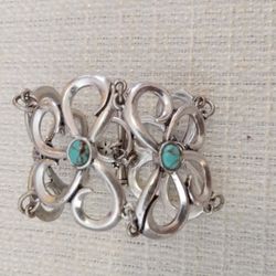 Bracelet.. Butterfly Design Turquoise Silver Tone By Lucky Brand 