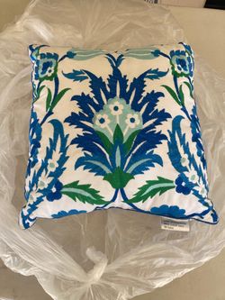 Embroidered Floral Throw Pillow