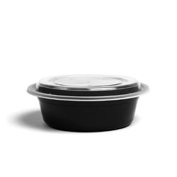 Brand new 38 oz black round food containers with lid - 50 Count
