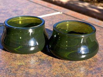 IKEA STRENGNES 2pc Glass Votive Candle Holders - Avocado Green