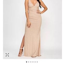  Nude/gold Long Dress 