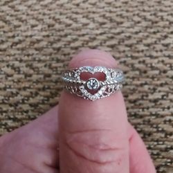 STERLING SILVER, CZ "I LOVE YOU" RING.  SIZE 6.5  NEW. PICKUP ONLY.