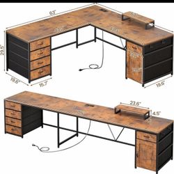 2 Large 63” Computer Desks with Drawers – Like New- used for two weeks