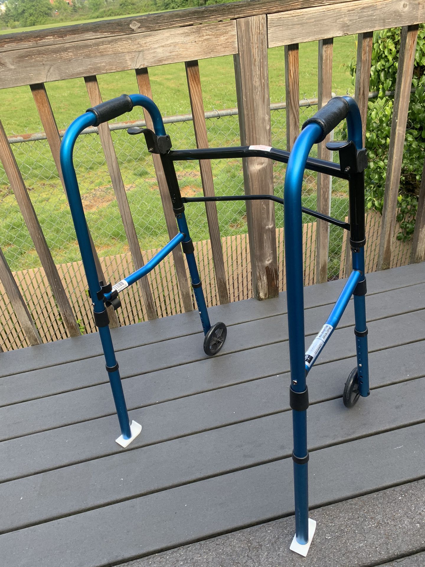 Medline adjustable, folding walker with wheels.  In awesome condition!