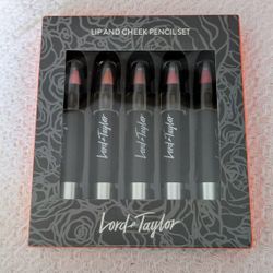 Lord & Taylor Lip And Cheek Pencil Set Of Five Makeup NEW