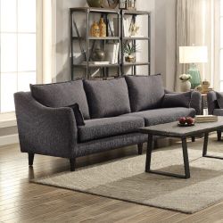 modern three cushion grey sofa