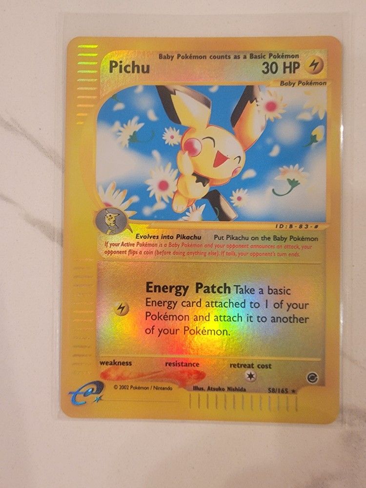 Pokémon Card Pichu Reverse Holo 58/165 Expedition - LP