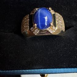 Star Sapphire White Topaz Gold Plated Ring 