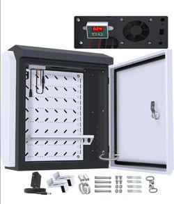 Outdoor Electrical Box with Thermostat and Fan, Precise Temperature Control 0.1°F, IP65 Water Resistant Rating, Galvanized Steel, Aluminum Rear Beam(2
