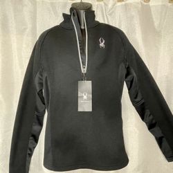 SPYDER Men’s Outbound 1/4 Zip Midweight Core Sweater Black Size mens Med, NWT