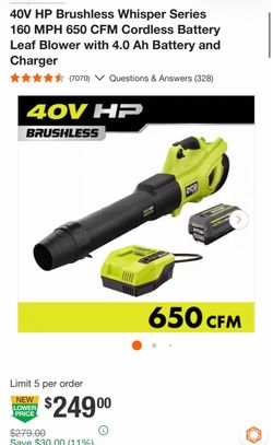 Ryobi 40V HP Brushless Cordless Leaf Blower Kit