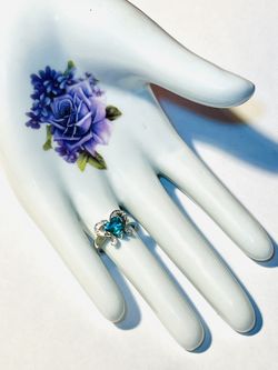 SILVER AQUAMARINE RING 