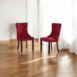 Luxury Red Velvet Dining Chairs*2 – Brand New!