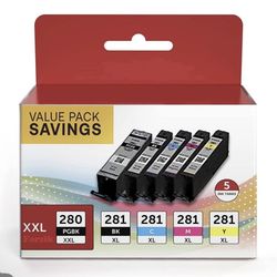 Forzik  Compatible with Canon Ink Cartridge - 5 Pack 280XXL CLI-281XXL