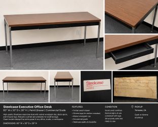 Steelcase 60” Executive Office Desk – Commercial Grade – 5’ x 30”