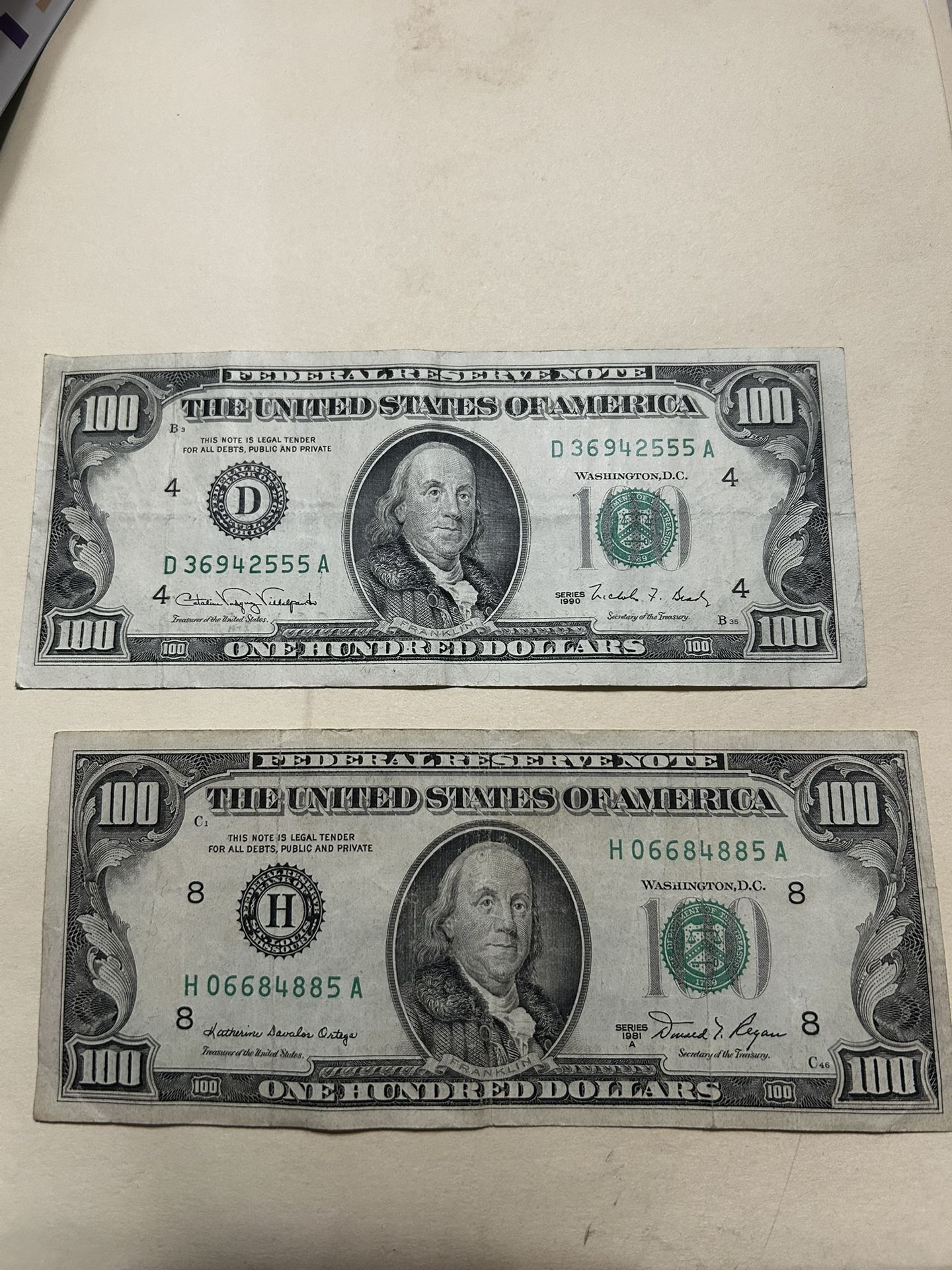 Old Hundred Dollar Bills