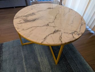 White Faux Marble Round Coffee Table
