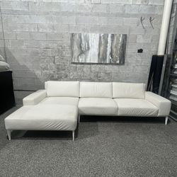 Italian White Leather Sectional 