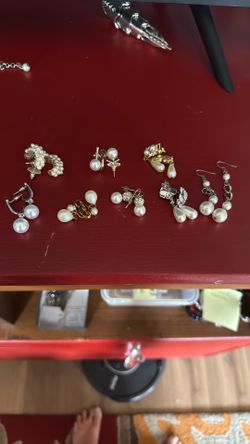 Faux Pearl Earrings, 8 Total