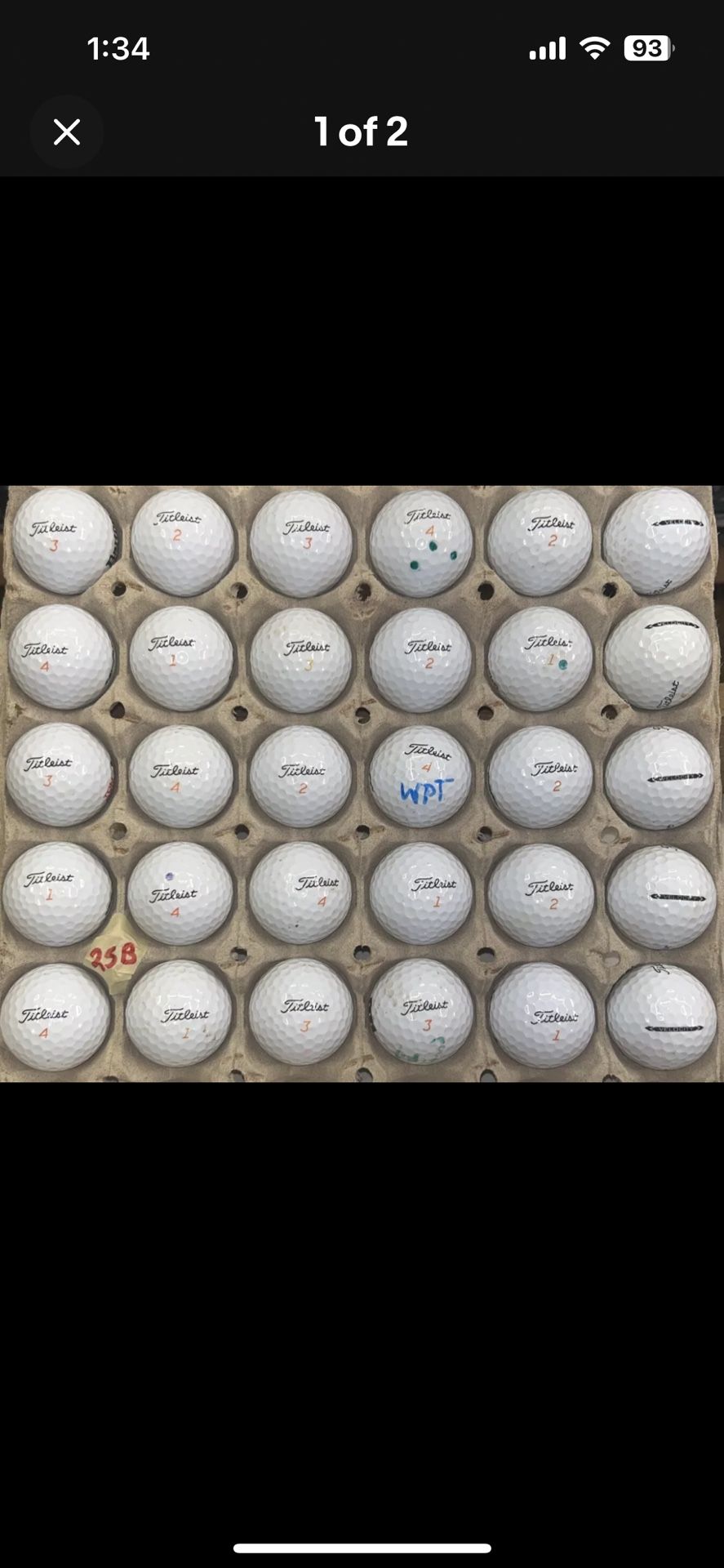 30 Titleist White Golf Balls 4/3a Lot B25