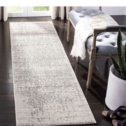 2ft X 8ft SAFAVIEH Madison Collection 2'3" x 8' Silver / Ivory MAD603G Oriental Snowflake Medallion Distressed Non-Shedding Living Room Entryway Foyer