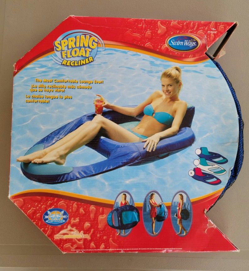 SwimWays Spring Float Recliner Pool Lounge Chair, NEW!