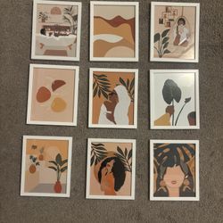 8x10 Picture Frames (Set of 9)  Art Included but Removable!