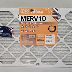 4 BNX TruFilter 16x25x1 MERV 10 Pleated Furnace Air Filters Allergen Pet Defense