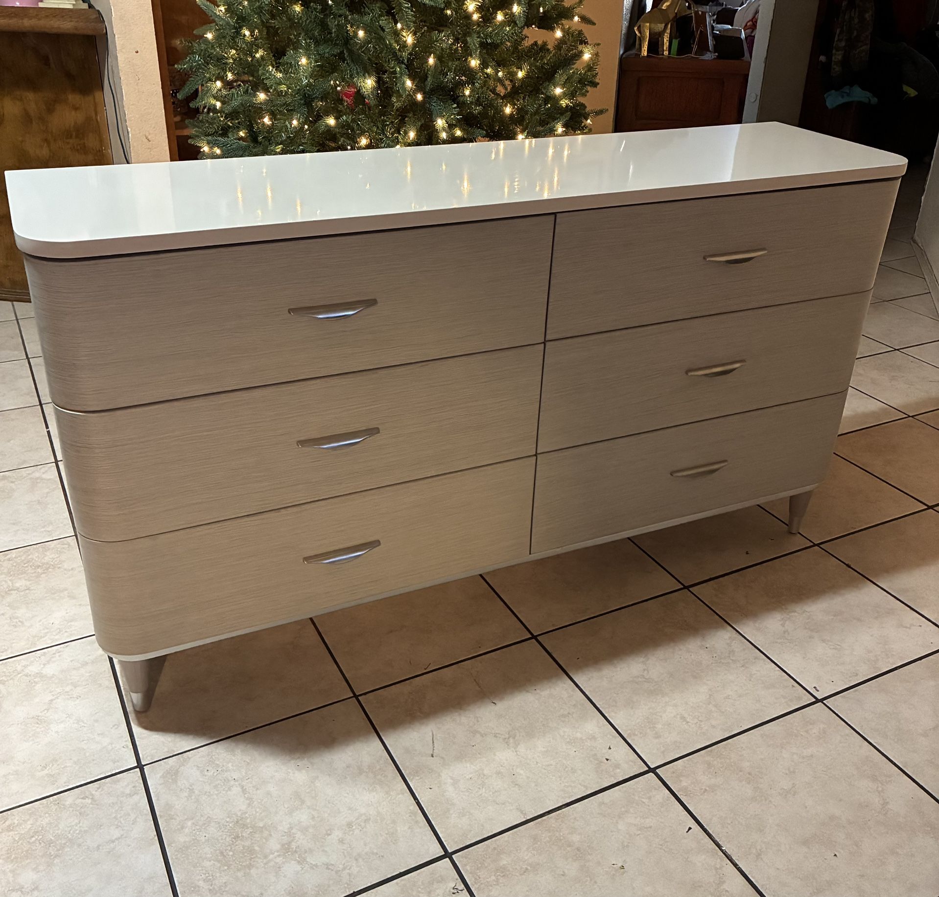 Eclipse Collection 6 Drawer Marble Top Dresser by Micheal Amini