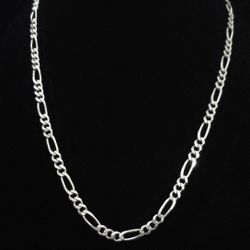 20" x 5.2mm Heavy Solid Sterling Silver Figaro Link Necklace. IBB Italy. MINT!