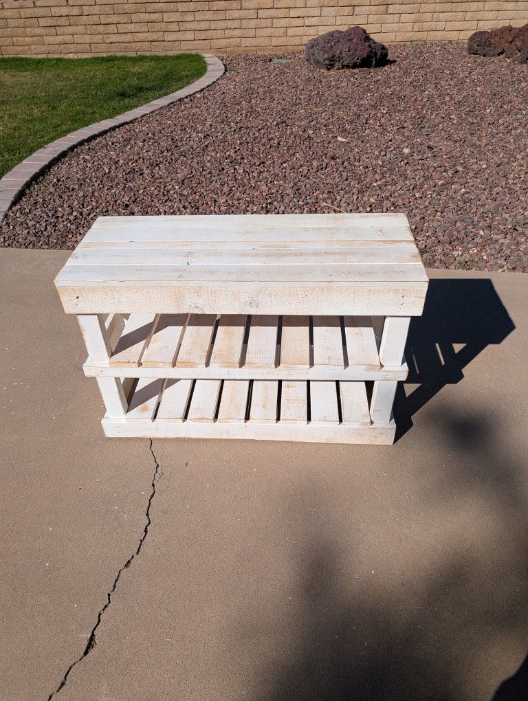 Distressed white side or end tables