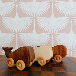 Wooden Montessori Whale Toy | Natural Hardwood