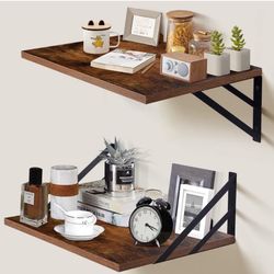 2 Pc Deep Floating Shelves 12 Inch Deep Wall Mounted Hanging Shelves for Living