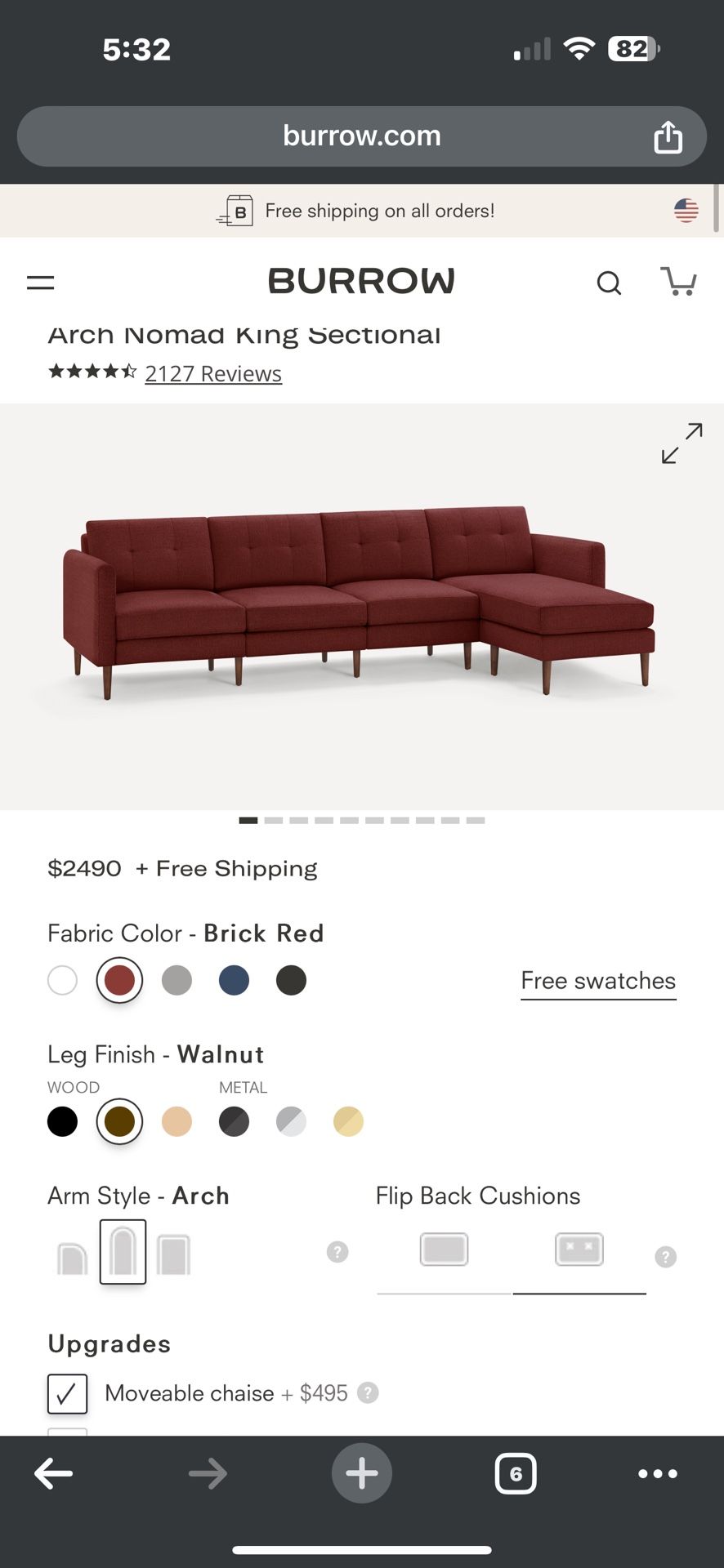 Burrow Sofa - Arch Nomad Sectional- $700 obo