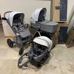 Nuna Mixx Next Stroller With Car Seat And Bassinet With Stand Beige