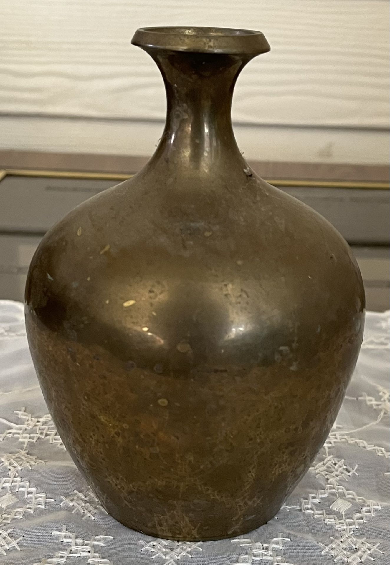 Vintage Brass Water Pot Or Bud Vase Just Over 5” Tall