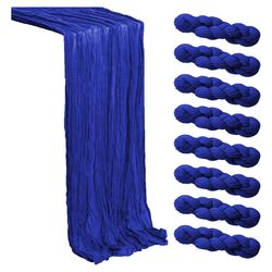 Royal Blue Cheesecloth Table Runner 8 Pack, 21x120 Inch Spring Easter Gauze Table Runner-Rustic Cheese Cloth Runners for Wedding, Bridal & Baby Shower