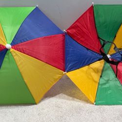 Pair of Rainbow Compact Umbrellas - Colorful Rain Protection for Kids or Adults