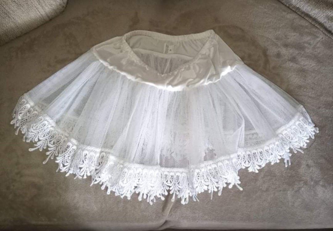 Halloween white sheer see thru very short tulle skirt adult medium