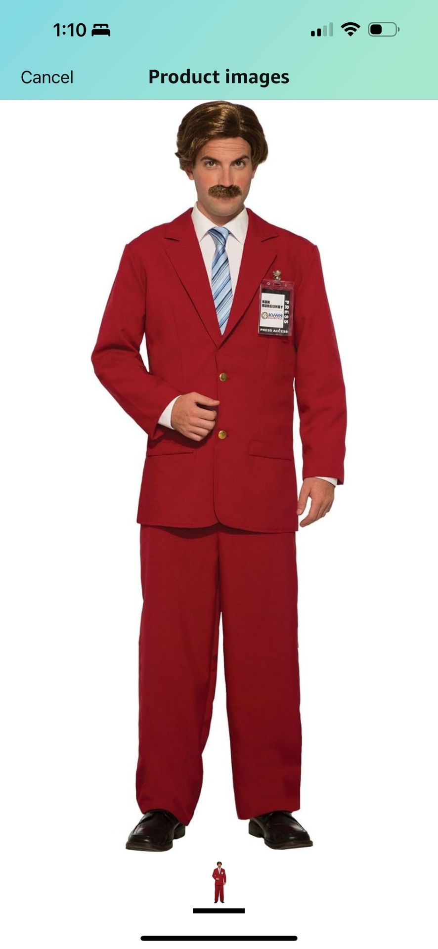 Knew The Legend Of Ron Burgundy Halloween Costume Size 42 Inch Chest Size